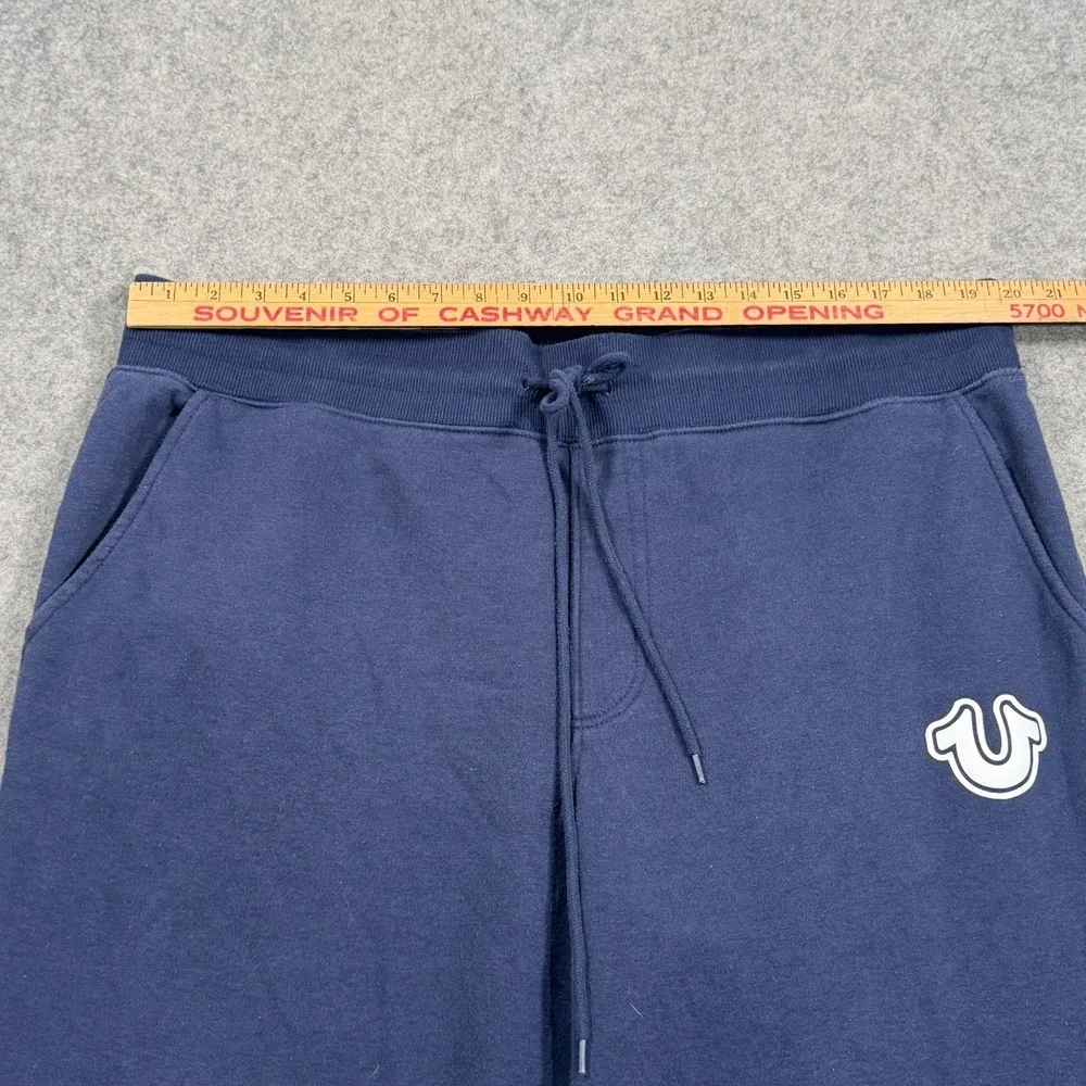 True Religion Navy Blue Fleece Knit Drawstring Jogger Sweatpants Men's Size XXL